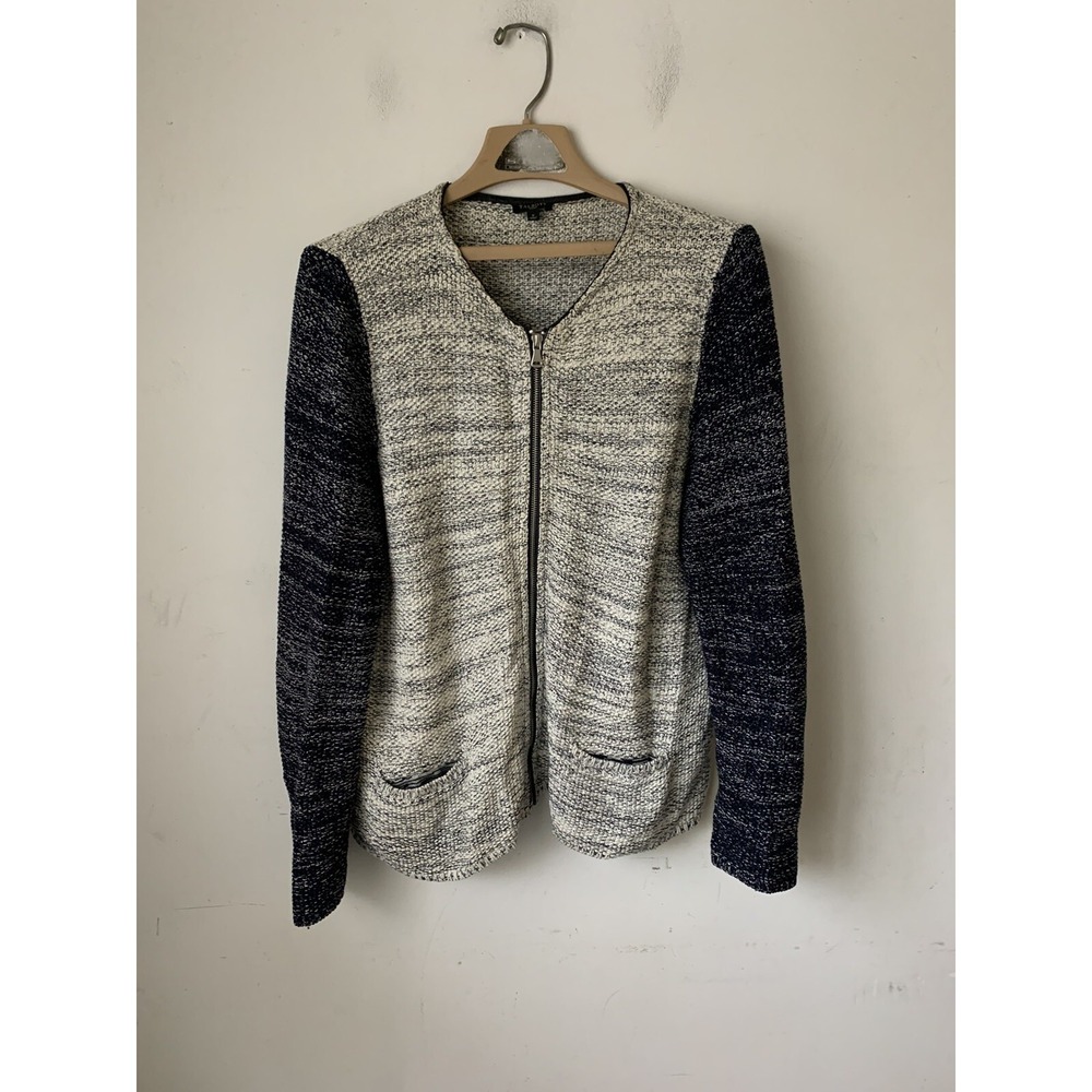 Talbots Womens Cardigan Sweater‎ X Gray Beachy Heathered Waffle Knit Minimal